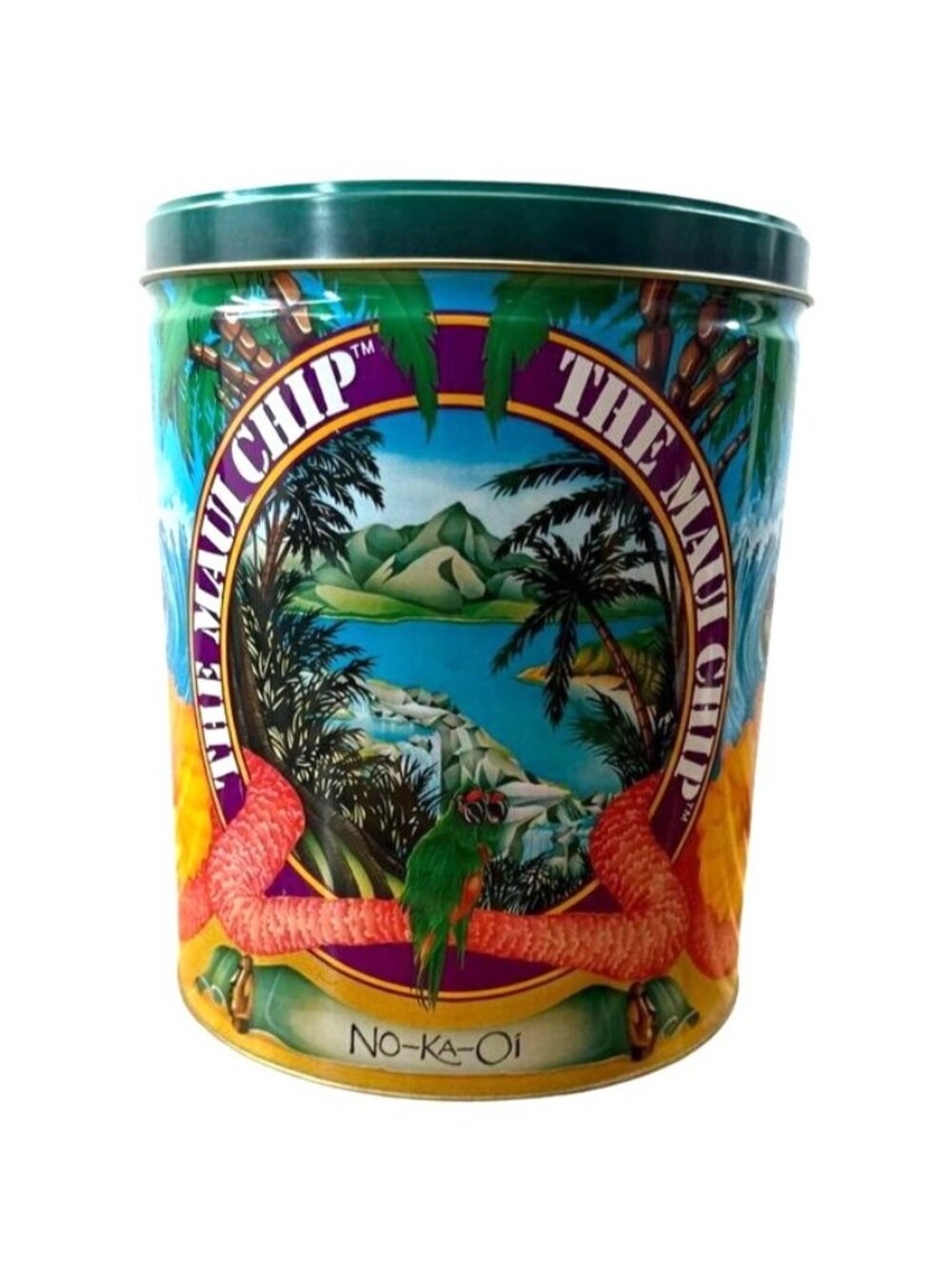 Vintage 1986 The Maui Chip Collector Tin Canister Hawaii No-Ka-Oi